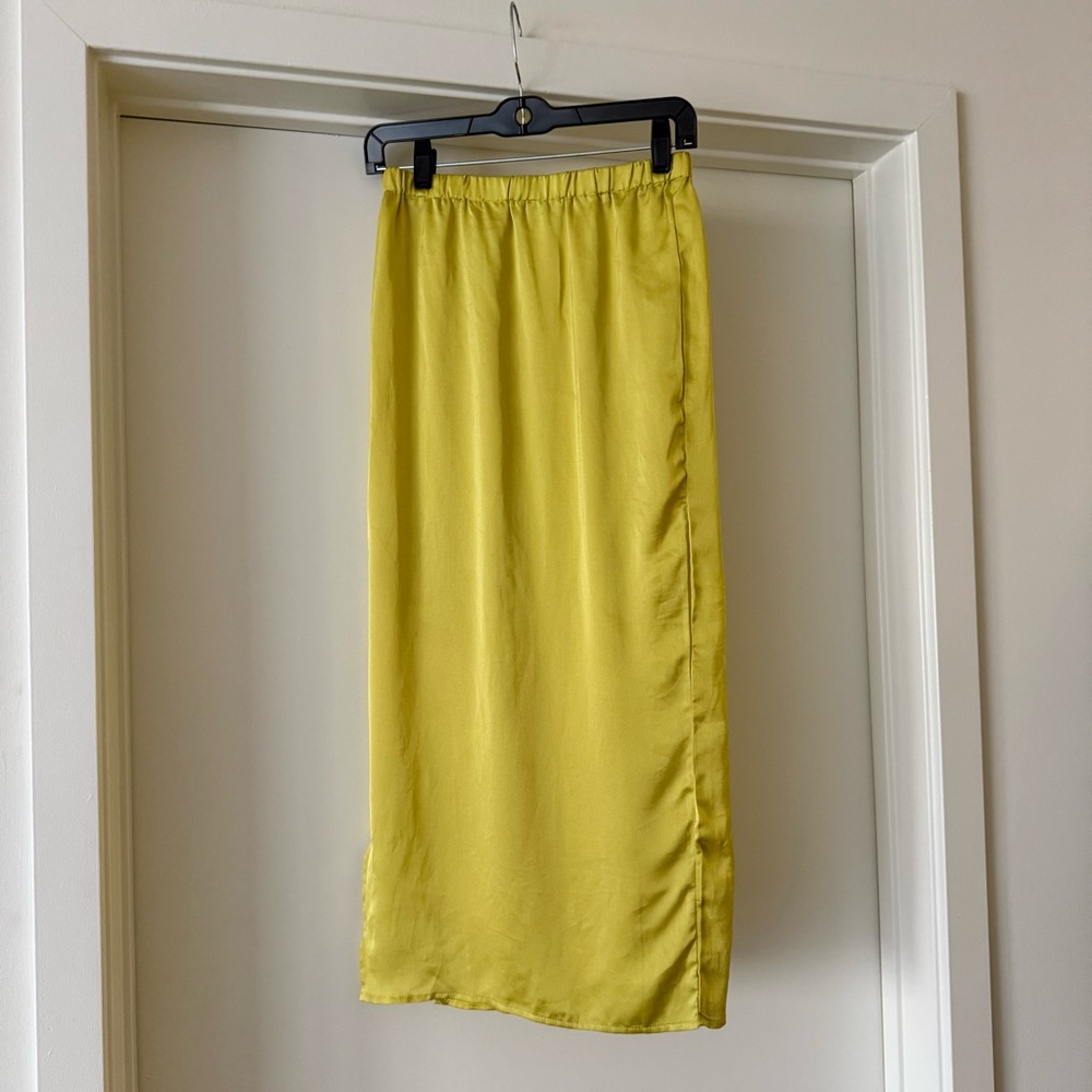 Yellow Satin Maxi Skirt